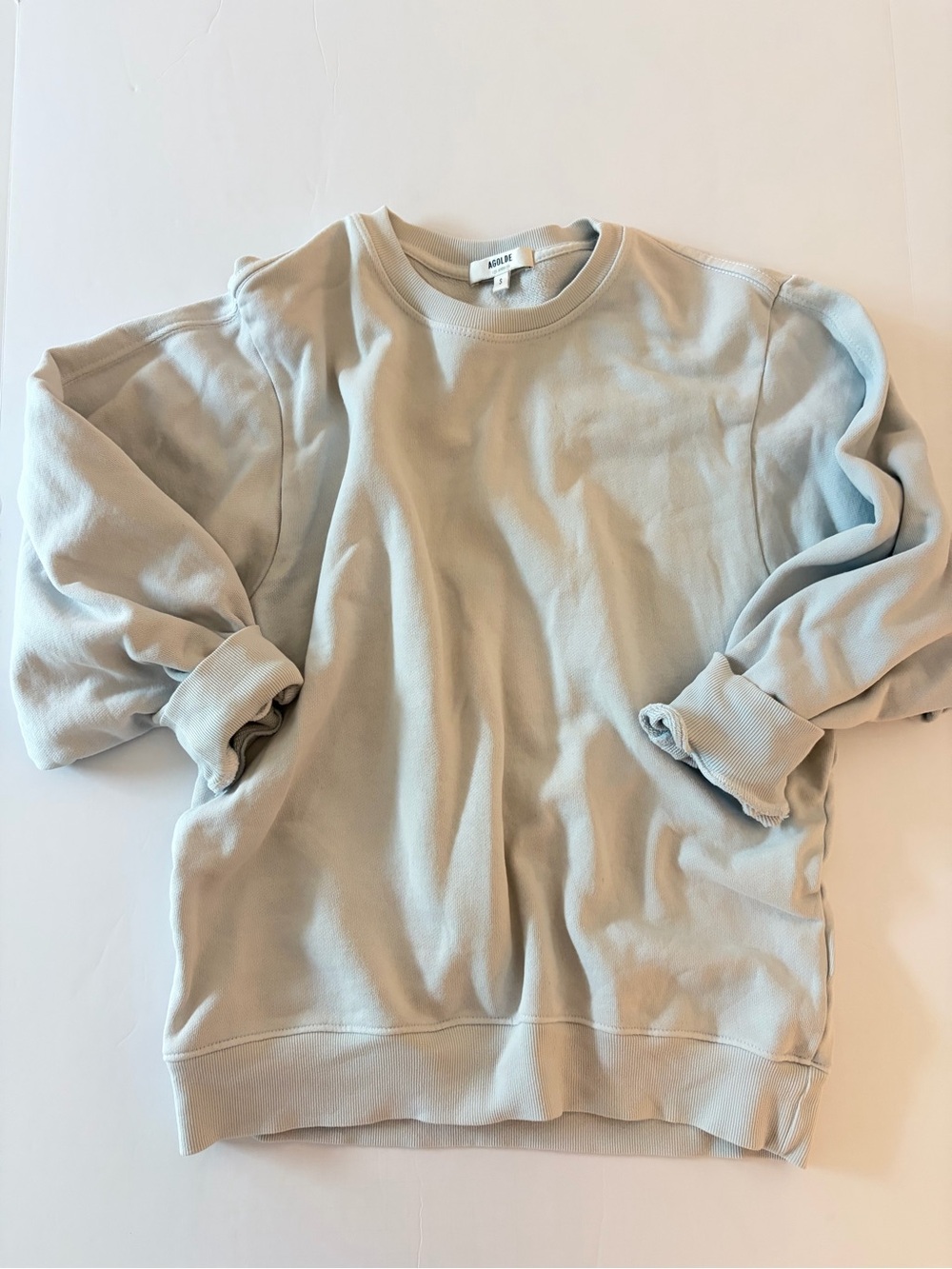 Agolde Women’s 3/4 Pullover Sweatshirt Size S Cotton Blueish Gray Casual Layer - Picture 2 of 13